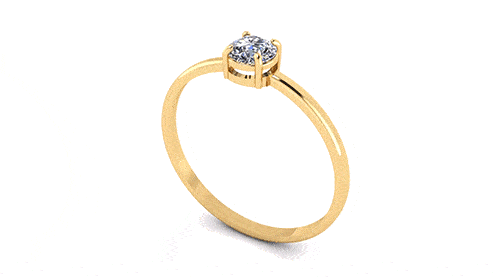 Anel Solitário com Pedra Natural 4.5mm Ouro 18k