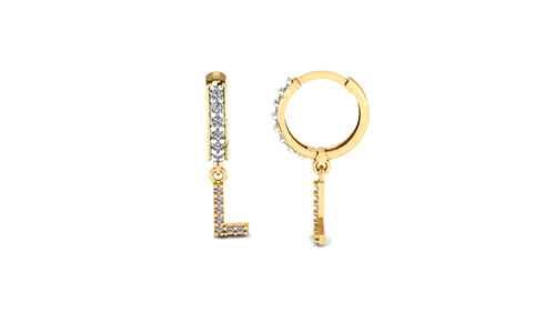 Brinco Argola Mini Cravejada com Letra L Ouro 18k