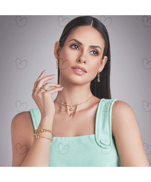Brinco Elos Ovais Duplos Ouro 18k