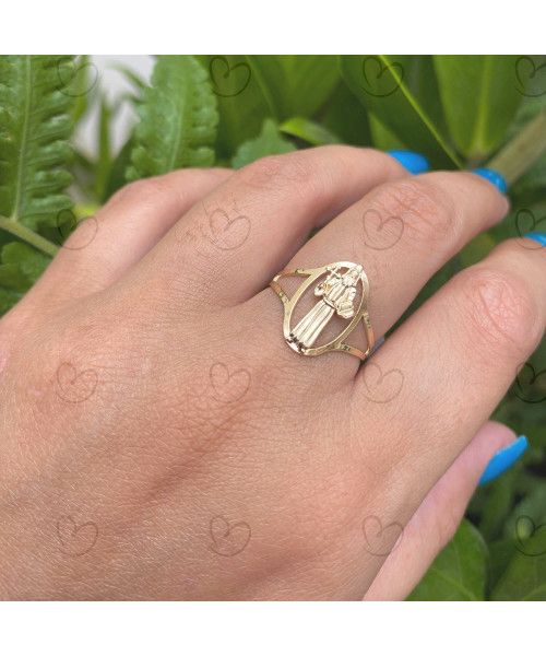 Anel Oval São Bento Ouro 18k