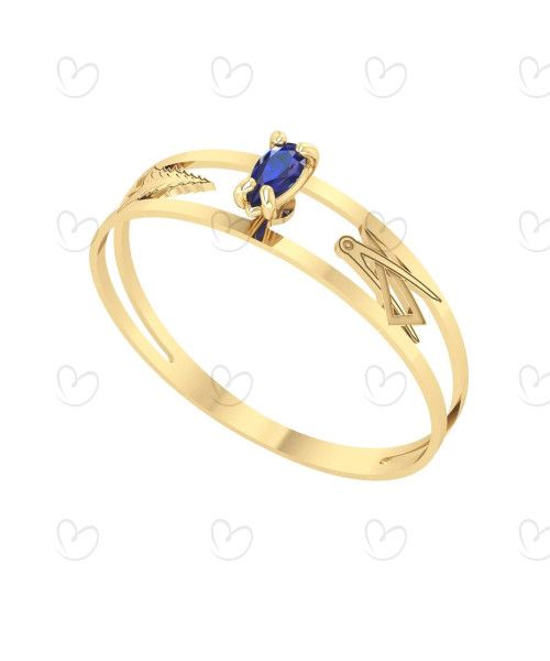 Anel Formatura Aro Duplo Gota Pequena Arquitetura Ouro 18k