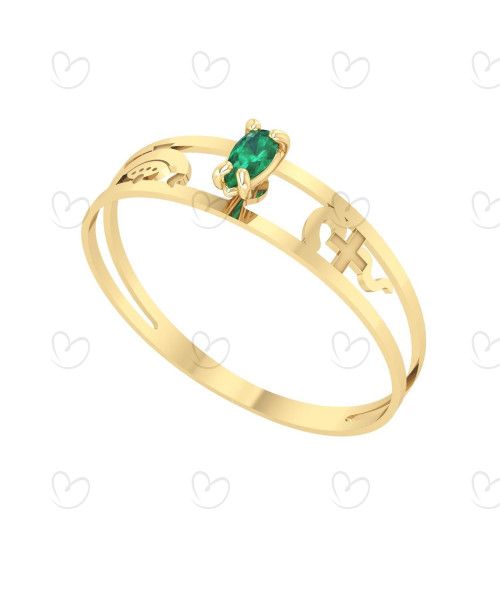 Anel Formatura Aro Duplo Gota Pequena Enfermagem Ouro 18k