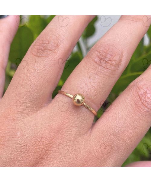 Anel Bola Lisa 5mm Ouro 18k