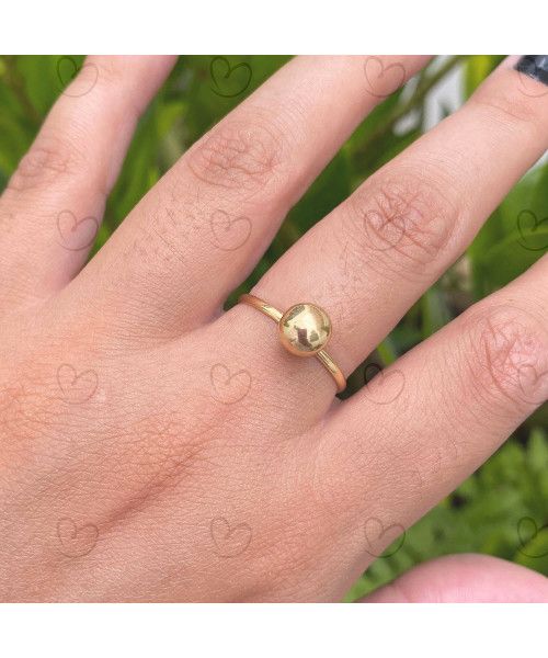 Anel Bola Lisa 7mm Ouro 18k