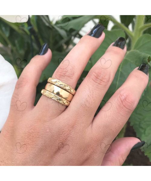 Anel Par de Aparador Diamantado Ouro 18k