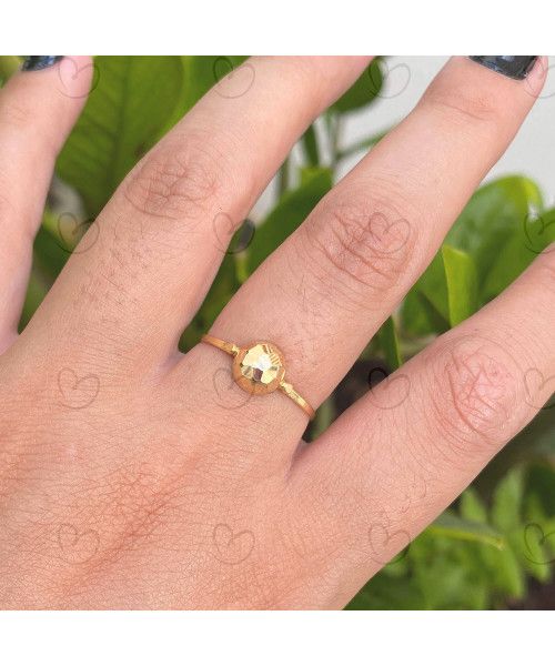 Anel Côncavo Meia Bola Diamantado 7mm x 1mm Ouro 18k