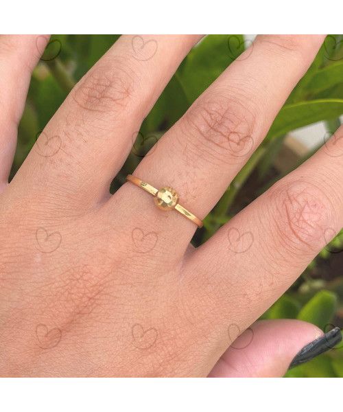 Anel Bola 5mm Diamantada Ouro 18k