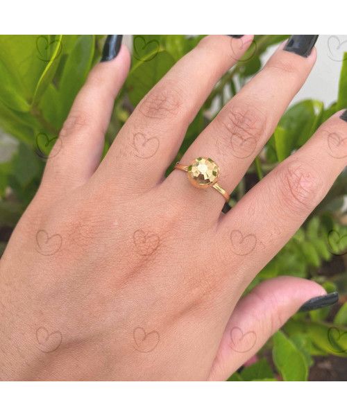 Anel Bola 9mm Diamantada Ouro 18k