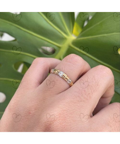 Anel Aparador Três Cores de Ouro Diamantado Ouro 18k