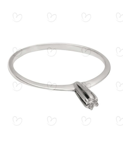 Anel Solitário com Zircônia 2mm Ouro Branco 18k
