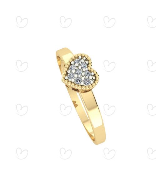 Anel de Coração com Diamante Ouro 18k