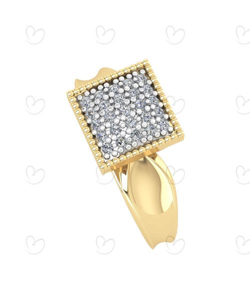 Anel Chuveiro Quadrado com Zircônias Ouro 18k