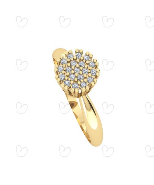 Anel Chuveiro Redondo com Zircônia Ouro 18k