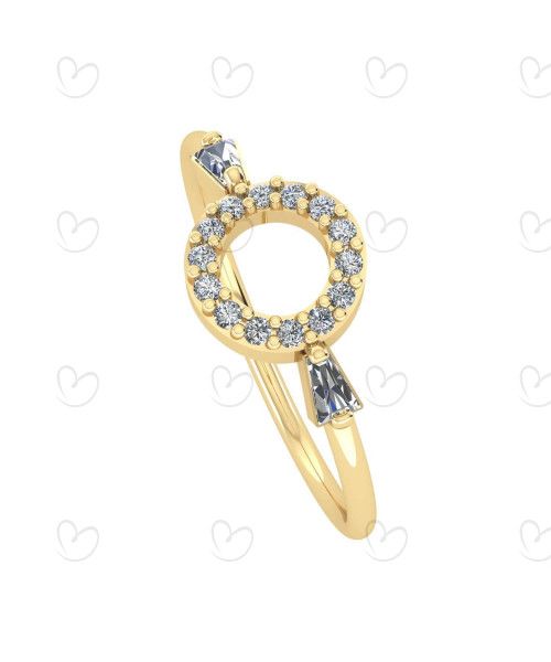 Anel Redondo com Zircônias Ouro 18k