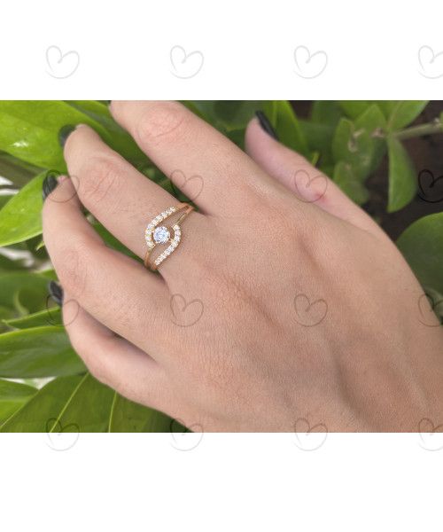 Anel Solitário com Pedra no Aro Ouro 18k