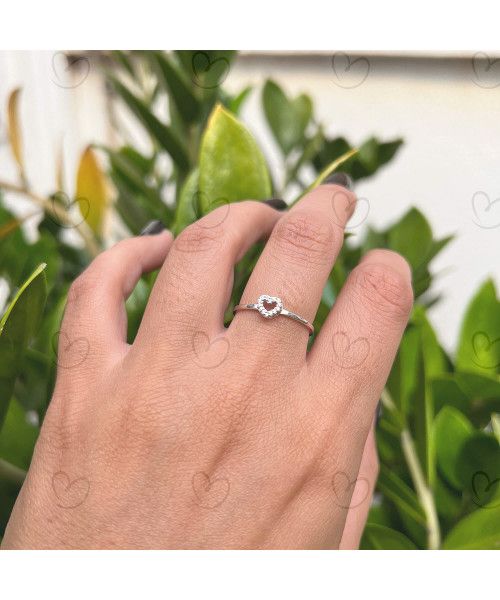 Anel Chuveiro Coração com Diamante Ouro 18k