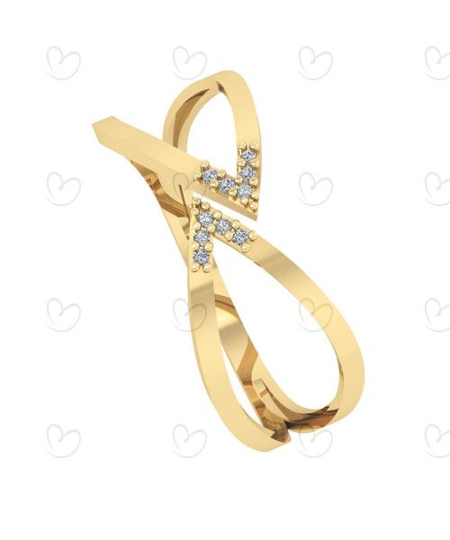 Anel Tipo Navete com Diamante Ouro 18k