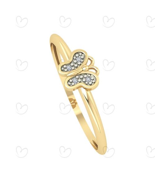 Anel Borboleta com Diamante Ouro 18k