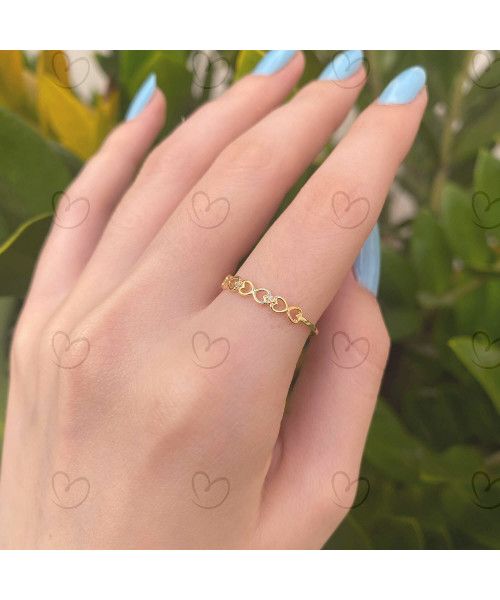 Anel Infinito com Diamante Ouro 18k