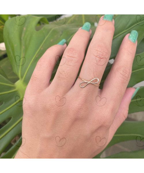 Anel Laço com Diamante Ouro 18k