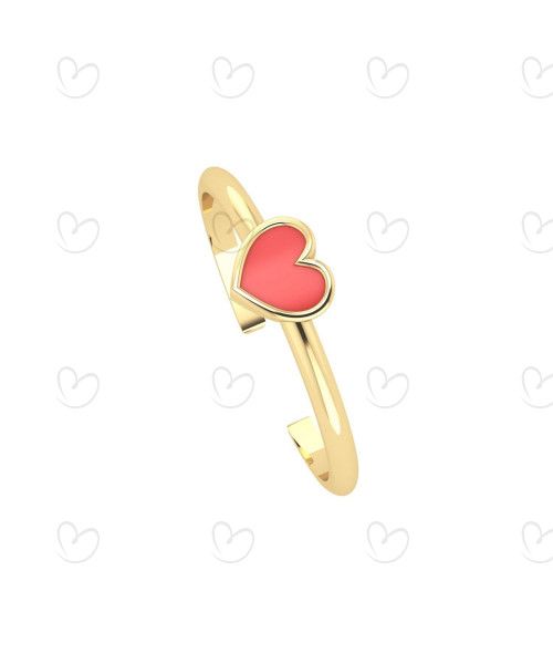 Anel Falange Coração com Resina Ouro 18k