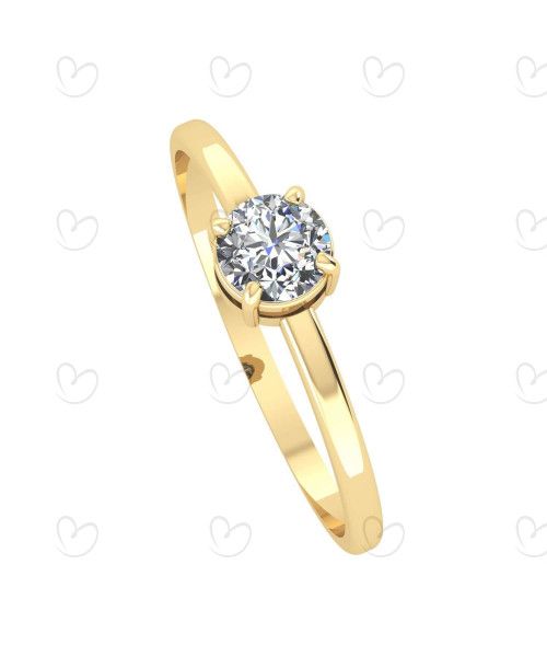 Anel Solitário com Pedra 4.5mm Zircônia Ouro 18k