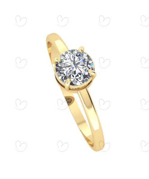 Anel Solitário com Pedra Natural 5.5mm Ouro 18k