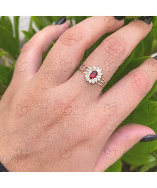 Anel Formatura Oval Grande 2 Fileiras Direito Ouro 18k