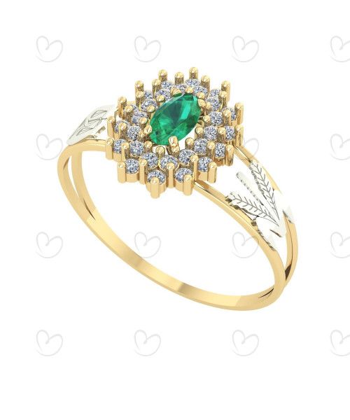Anel Formatura Oval Grande 2 Fileiras Nutrição Ouro 18k