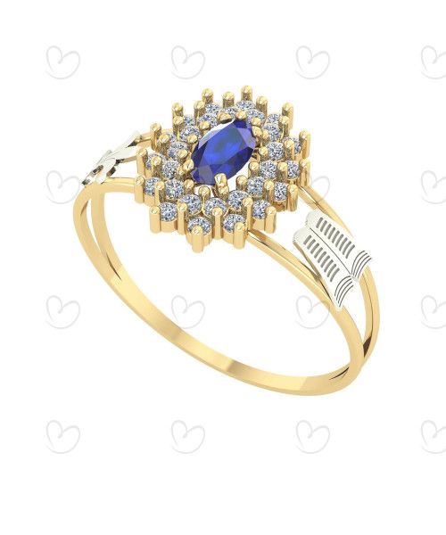Anel Formatura Oval Grande 2 Fileira Pedagogia Ouro 18k