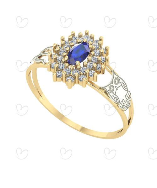 Anel Formatura Oval Grande 2 Fileira Psicologia Ouro 18k