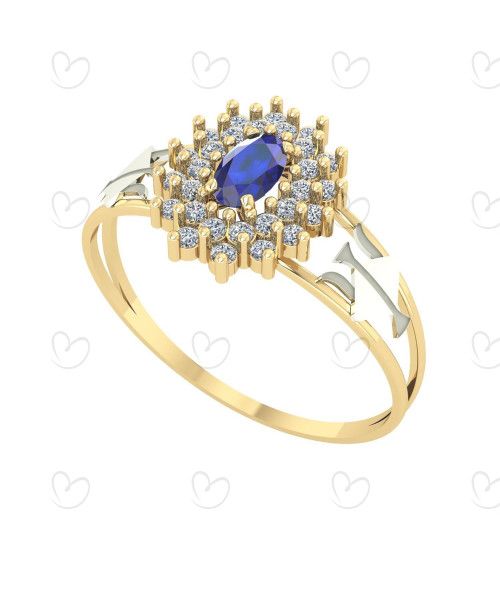 Anel Formatura Oval Grande 2 Fileira Recursos Humanos Ouro 18k
