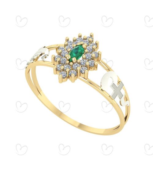 Anel Formatura Navete 2 Fileiras Enfermagem Ouro 18k
