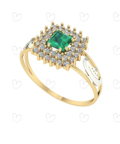 Anel Formatura Quadrado 2 Fileiras Enfermagem Ouro 18k