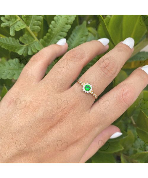 Anel Redondo Formatura Aro com Pedras Nutrição Ouro 18k
