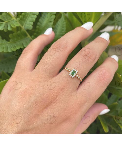 Anel Baguete Formatura Aro com Pedras Fisioterapia Ouro 18k