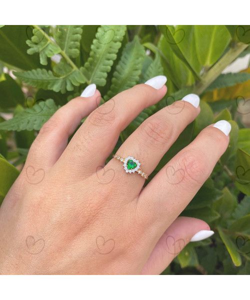 Anel Coração Formatura Aro com Pedras Nutrição Ouro 18k