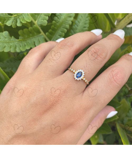 Anel Oval Formatura Aro com Pedras Odontologia Ouro 18k
