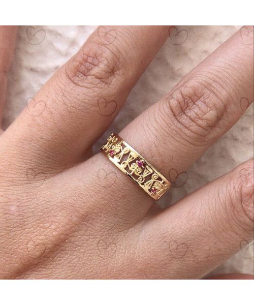 Anel Formatura Direito Trabalhado Feminino Ouro 18k