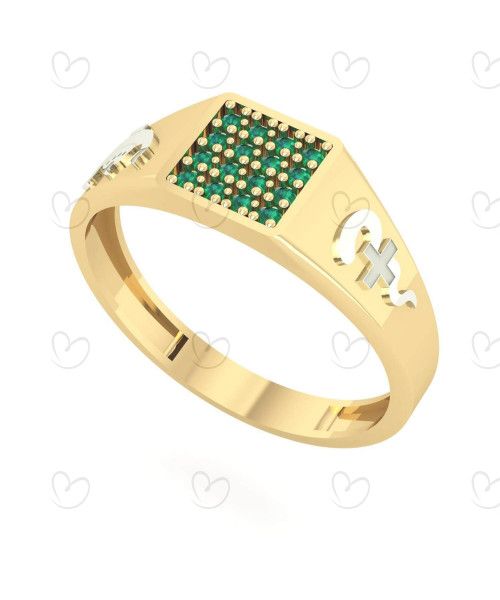 Anel Formatura Masculino Pavê Enfermagem Ouro 18k