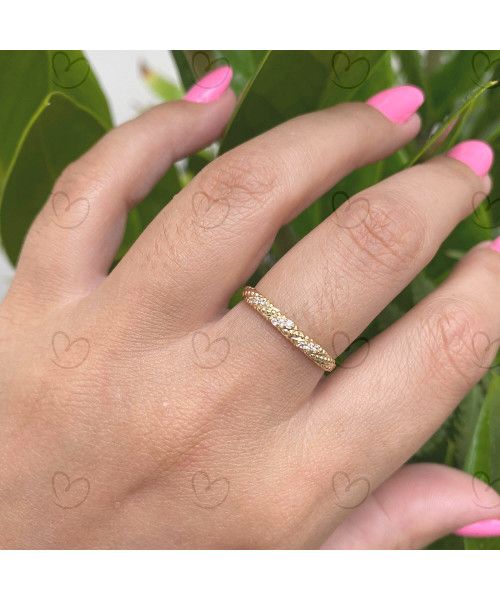 Anel Aparador Bolinhas com Pedra Ouro 18k