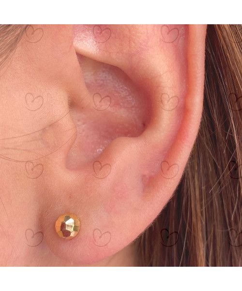Brinco Bola 5mm Diamantada Ouro 18k