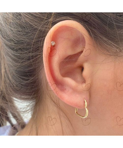 Brinco Argola Coração Fininho 1.6cm Ouro 18k