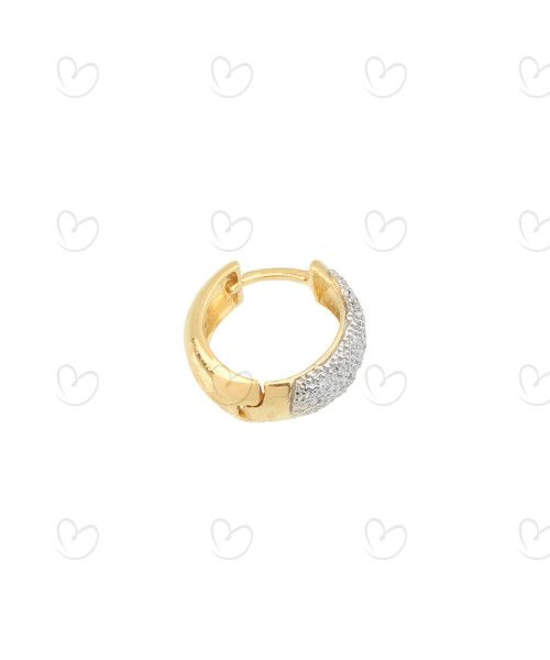 Brinco Masculino Argola Média Pavê 1 Unidade Ouro 18k