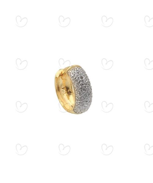 Brinco Masculino Argola Redonda Pavê 1 Unidade Ouro 18k