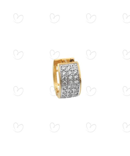 Brinco Masculino Argola Quadrada Pavê 1 Unidade Ouro 18k
