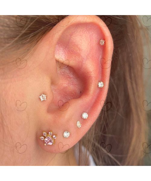 Brinco Patinha Pet Rosa Ouro 18k