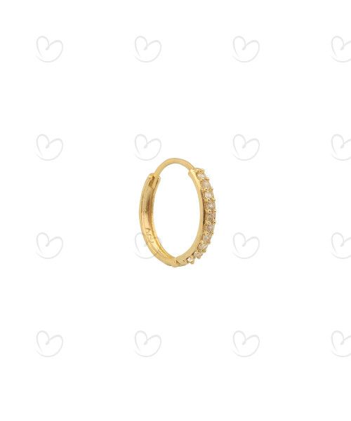 Brinco Masculino Argola Fileira Unica Cravejada 1 Unidade Ouro 18k