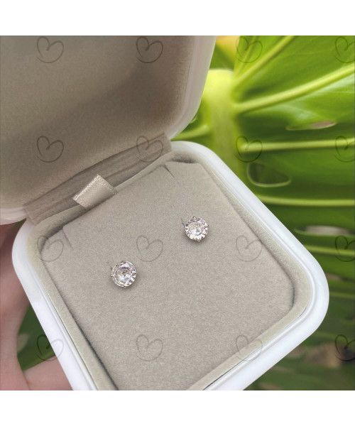 Brinco Solitário com Pedra de Zircônia 5mm Ouro Branco 18k