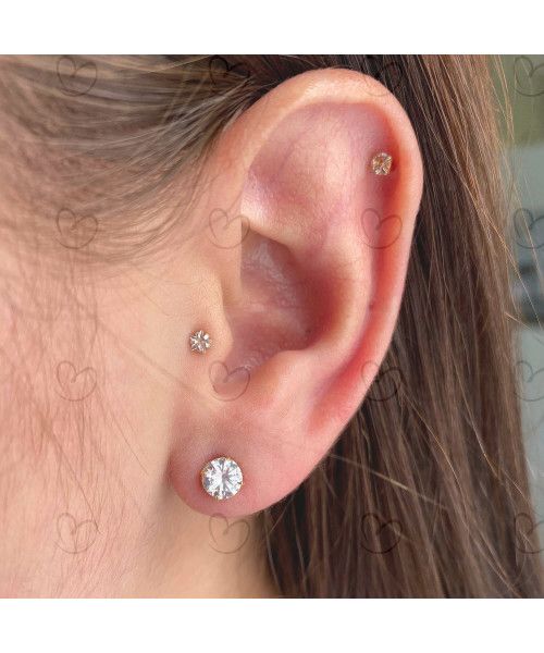 Brinco Solitário com Pedra de Zircônia 5.5mm Ouro 18k